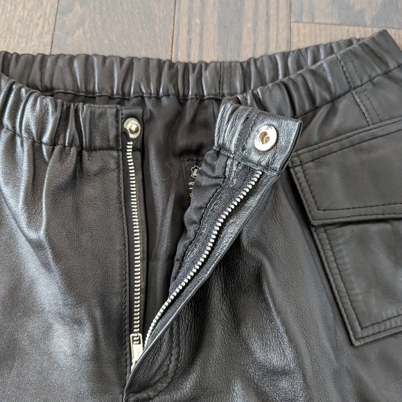 Black Leather Cargo Shorts - Picture 4 of 5